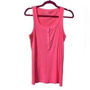 Aerie Soft Ribbed Knit Scoop Neckline Sleeveless Hot Pink Tank Top Large NWT